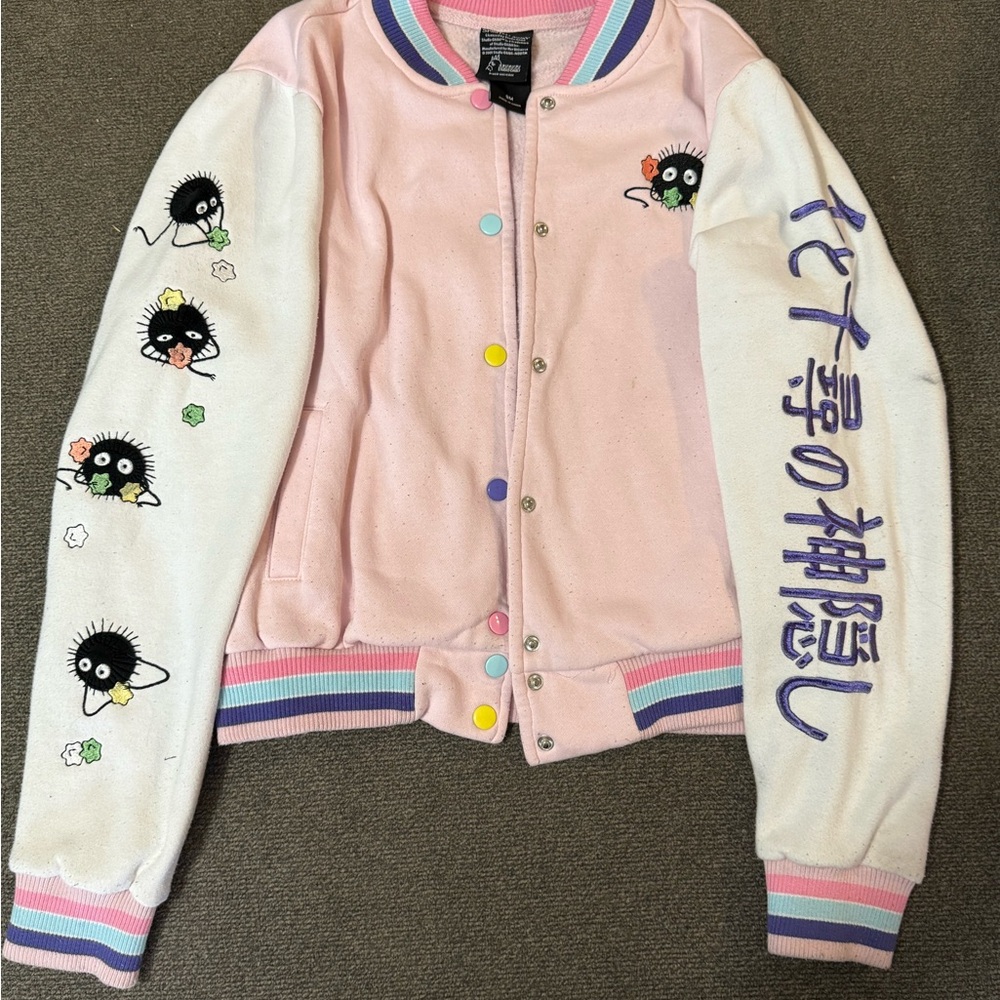 Pink and White Varsity Jacket with Embroidery - Picture 2 of 3
